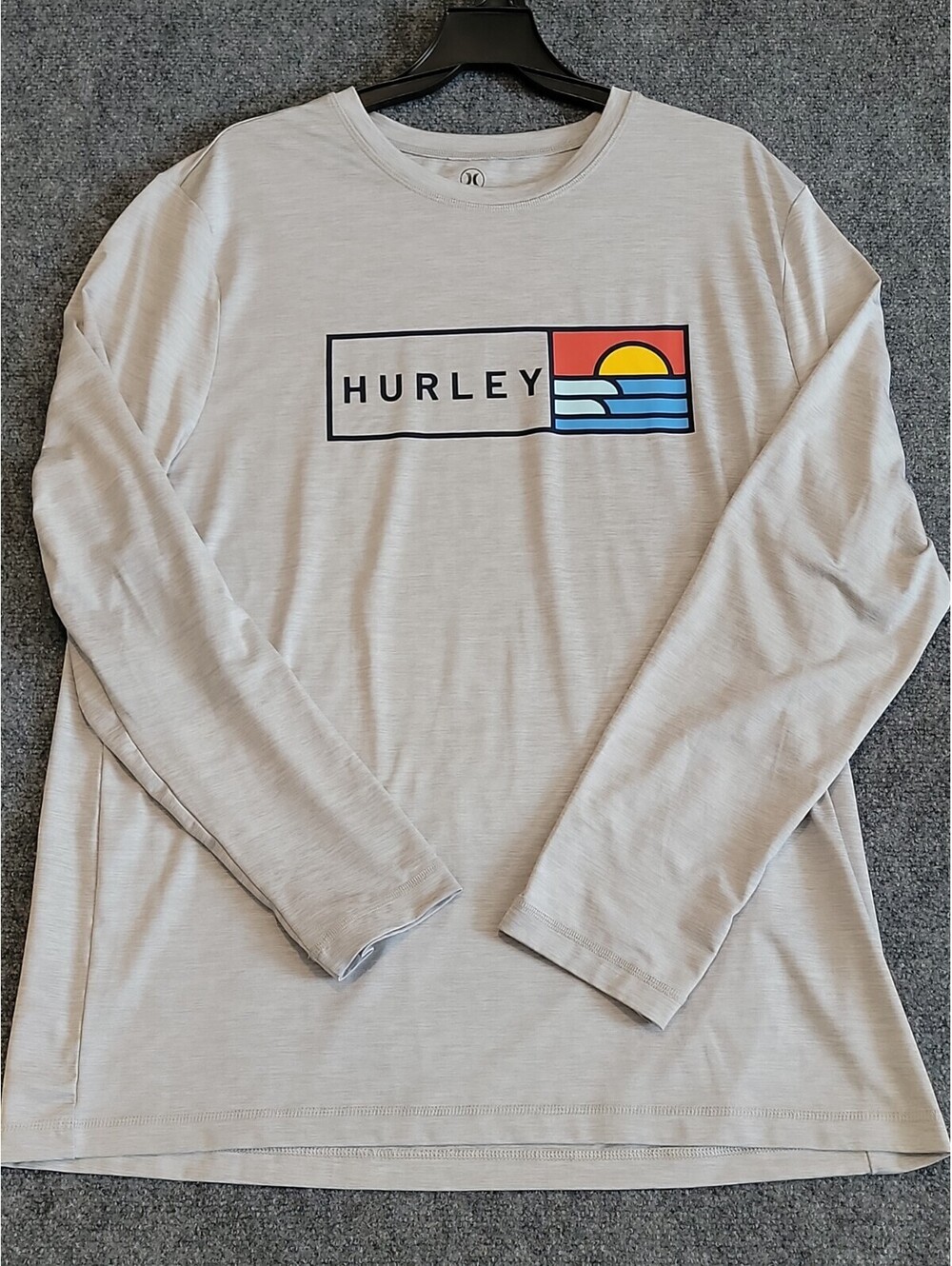Hurley Sunny Side Hybrid Stretch Sun Shirt Mens Size XL Gray Long Sleeve 476
